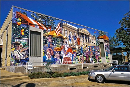 Murals add to the cultural experience of Magnolia. Many downtown buildings display beautiful murals that were recently refinished.
